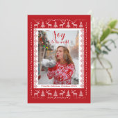 Red White Nordic Sweater Photo Flat Holiday Card シーズンカード (スタンド正面)