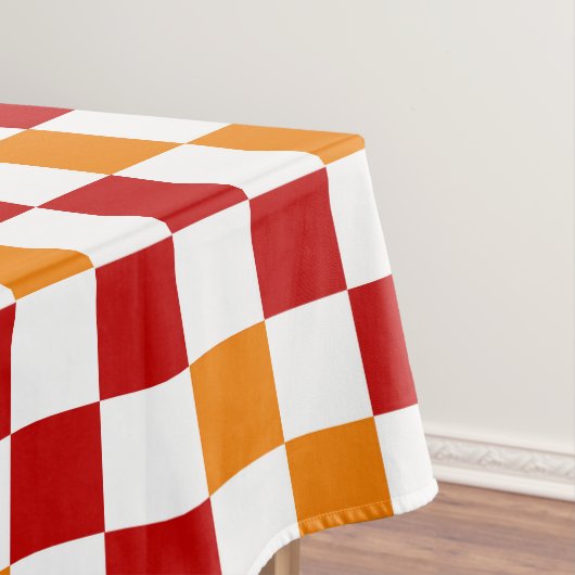 Red White Orange Checkered Pattern Design  テーブルクロス (インサイチュ)