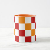 Red White Orange Checkered Pattern Design  マグカップ (中央)