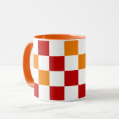 Red White Orange Checkered Pattern Design  マグカップ (正面左)