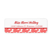 Red White Peppermint Editable Return Address ラベル (正面)