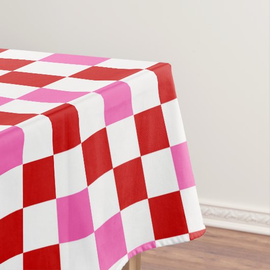 Red White Pink Checkered Pattern Design  テーブルクロス (インサイチュ)