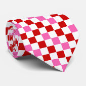 Red White Pink Checkered Pattern Design  ネクタイ (ロール)