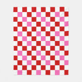 Red White Pink Checkered Pattern Design  フリースブランケット (正面)