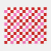 Red White Pink Checkered Pattern Design  フリースブランケット (正面(横))