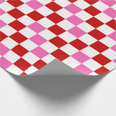 Red White Pink Checkered Pattern Design  ラッピングペーパー (角)