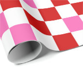 Red White Pink Checkered Pattern Design  ラッピングペーパー (ロールコーナー)