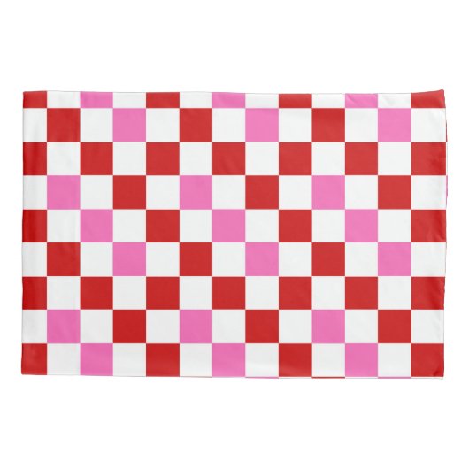 Red White Pink Checkered Pattern Design  枕カバー (裏面)