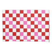 Red White Pink Checkered Pattern Design  枕カバー (正面)