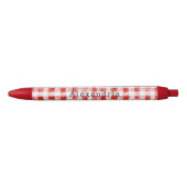Red White Plaid Stripes 黒ボールペン (正面)