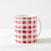 Red White Plaid Stripes Birthday コーヒーマグカップ (正面右)