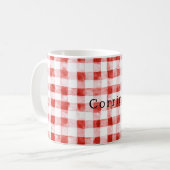 Red White Plaid Stripes Birthday コーヒーマグカップ (正面左)