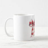 Red White Plaid Stripes Bow コーヒーマグカップ (左)