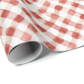 Red White Plaid Stripes Christmas ラッピングペーパー (ロールコーナー)