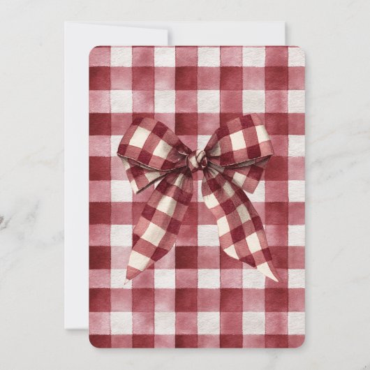 Red White Plaid Stripes Heart Birthday 招待状 (裏面)