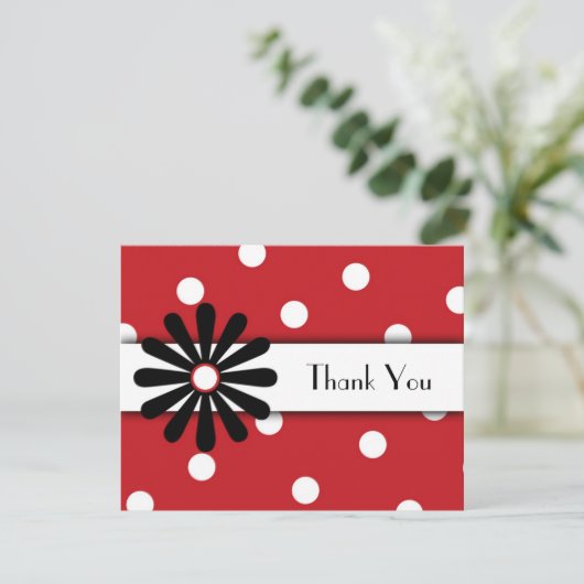 Red & White Polka Dot Note Card サンキューカード (スタンド正面)