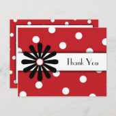 Red & White Polka Dot Note Card サンキューカード (正面/裏面)
