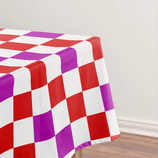 Red White Purple Checkered Pattern Design  テーブルクロス (インサイチュ)