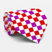 Red White Purple Checkered Pattern Design  ネクタイ (ロール)