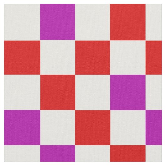 Red White Purple Checkered Pattern Design  ファブリック (クローズアップ)
