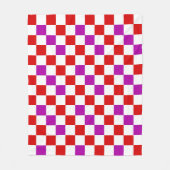 Red White Purple Checkered Pattern Design  フリースブランケット (正面)