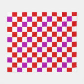 Red White Purple Checkered Pattern Design  フリースブランケット (正面(横))