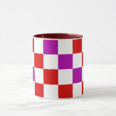 Red White Purple Checkered Pattern Design  マグカップ (中央)
