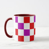 Red White Purple Checkered Pattern Design  マグカップ (左)
