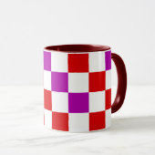 Red White Purple Checkered Pattern Design  マグカップ (正面右)