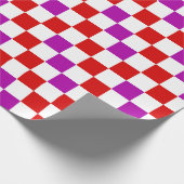Red White Purple Checkered Pattern Design  ラッピングペーパー (角)