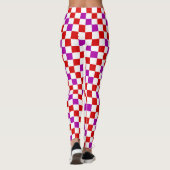 Red White Purple Checkered Pattern Design  レギンス (裏面)