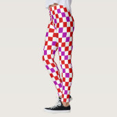 Red White Purple Checkered Pattern Design  レギンス (左)