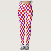 Red White Purple Checkered Pattern Design  レギンス (正面)