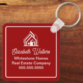 Red White Real Estate Company Custom Realtor キーホルダー (裏面)