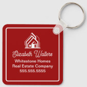 Red White Real Estate Company Custom Realtor キーホルダー (裏面)