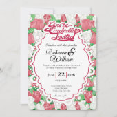 Red & White Rose Wedding Invite - Red Lettering 2 招待状 (正面)