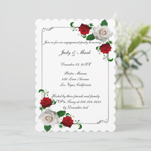 Red & White Roses Christmas Engagement Party 招待状 (スタンド正面)