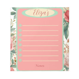 Red & White Roses Spring Floral Vintage Notepad ノートパッド