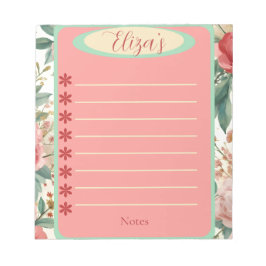 Red & White Roses Spring Floral Vintage Notepad ノートパッド