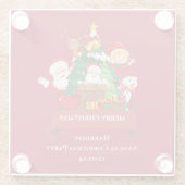 Red & White Simple Merry Christmas ガラスコースター (裏面)