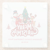 Red & White Simple Merry Christmas ガラスコースター (裏面)