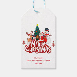 Red & White Simple Merry Christmas ギフトタグ