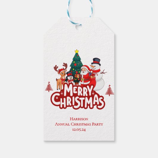 Red & White Simple Merry Christmas ギフトタグ (裏面)