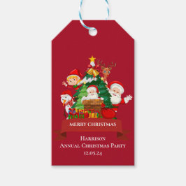 Red & White Simple Merry Christmas ギフトタグ