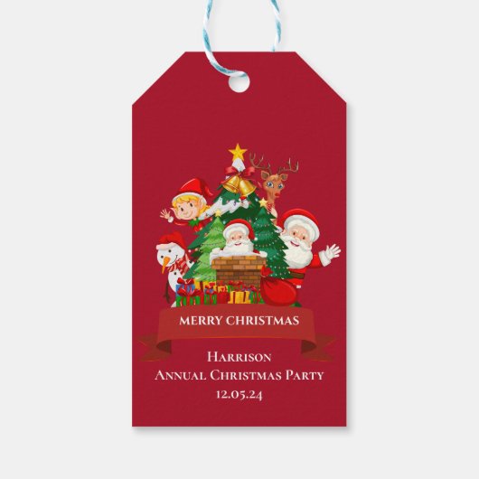 Red & White Simple Merry Christmas ギフトタグ (裏面)