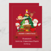 Red & White Simple Merry Christmas シーズンカード (正面/裏面)