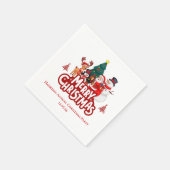 Red & White Simple Merry Christmas スタンダードカクテルナプキン (角)