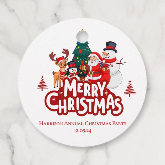 Red & White Simple Merry Christmas フェイバータグ (裏面)
