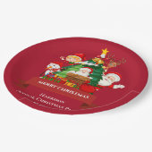 Red & White Simple Merry Christmas ペーパープレート (アングル)