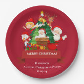 Red & White Simple Merry Christmas ペーパープレート (正面)